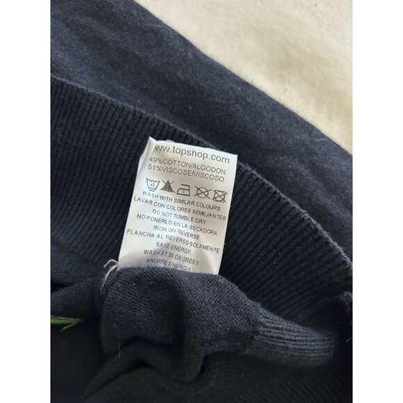 Ladies Cardigan Embroidered Collar Long Sleeve Cherries Navy Size Medium Topshop - Picture 5 of 12